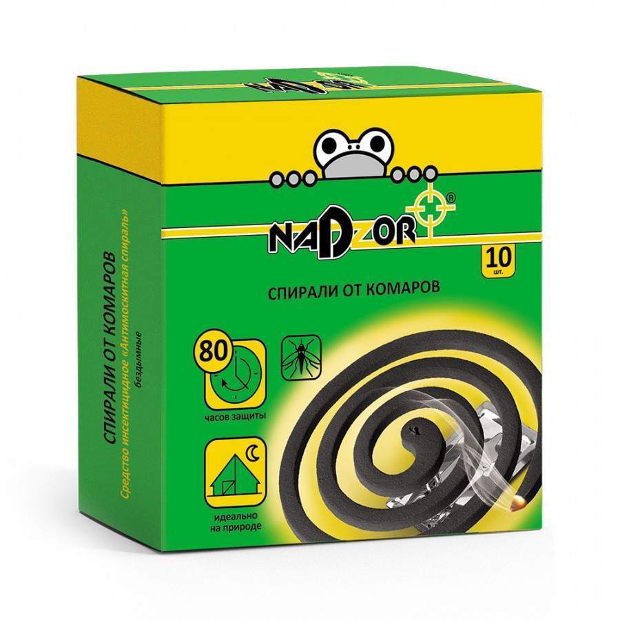 Nadzor  Спирали от комаров малодымные б/запаха, черные/  22664