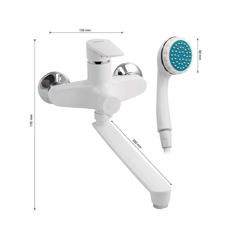 Смеситель BRIMIX  5563  в ванную шар.  белый пластик АБС