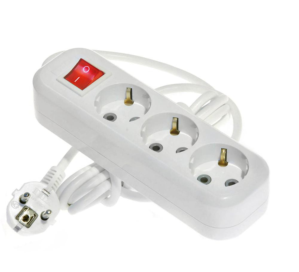 Удлинитель сетевой  LUX  У3-ЕВК-05  3-мест. 5м з/к выкл. бел.