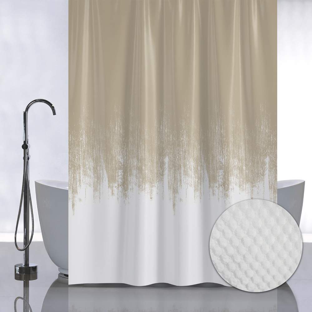 Штора д/ванной без колец 05-03 ПЕРЕХОД - БЕЖЕВЫЙ Санакс