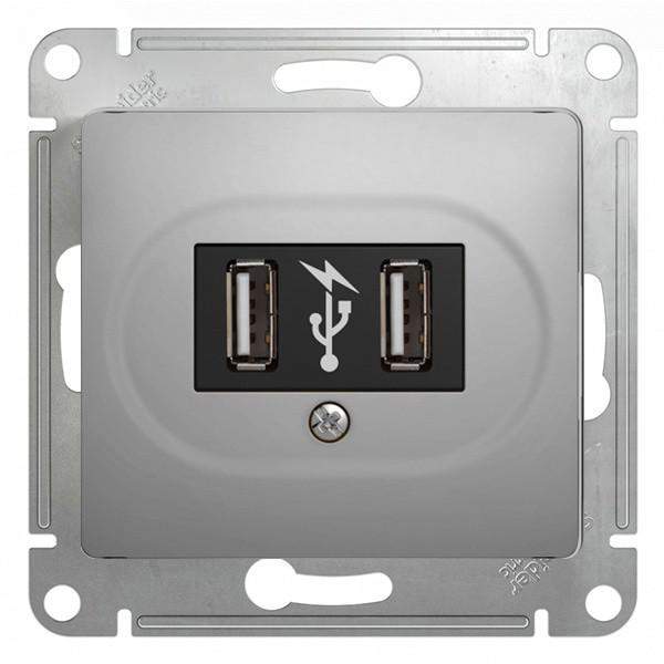 Розетка SE Glossa  Алюмин. USB  1-м  GSL000332