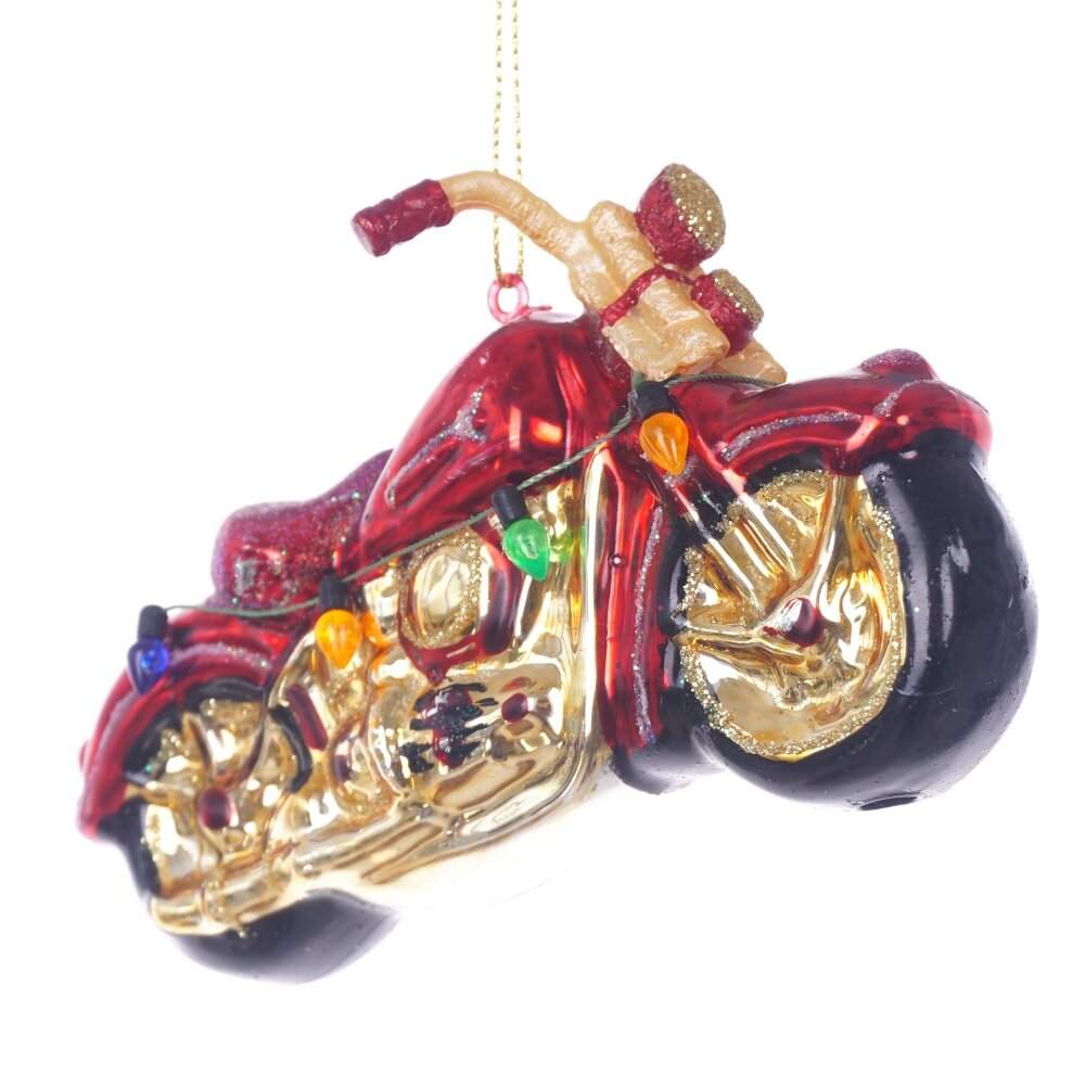 REMECO COLLECTION Игрушка елочная 826398 Мотоцикл 13х5х8см (стекло)  