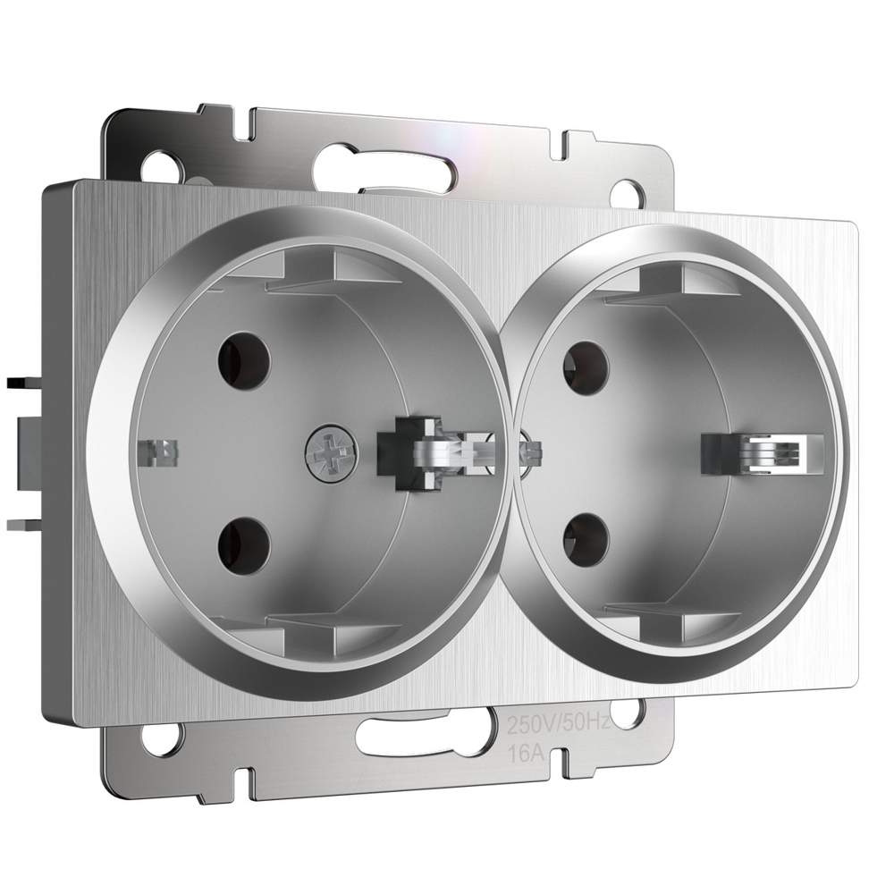 Розетка  Frame 2я с/з  серебряный рифленый  WL09-SKG-02-IP20 W1172009