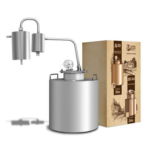 Дистиллятор проточный 20л+сухопарник ДПС2,выработка 6,5л,нерж.1,5мм,дно 3мм,AISI 304