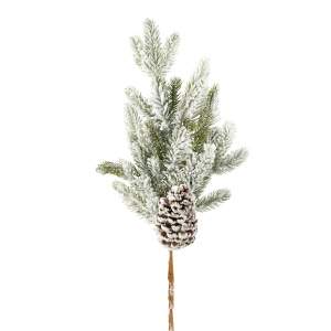 DECOLINE Ветка декоративная H6N039.22P еловая с шишкой заснеженная 56см 