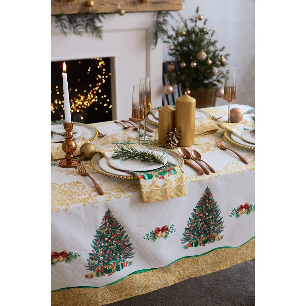 ЭТЕЛЬ Golden Christmas Скатерть 150х110см + салфетки 4шт 100% хлопок 5072923