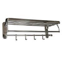 Полка д/полотенца с крючками/нерж хр  складная 1056