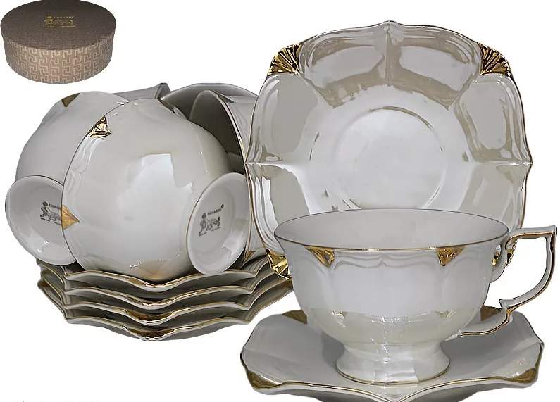 LENARDI Набор чайный 105-716 12пр/6перс 260мл Перламутр белый