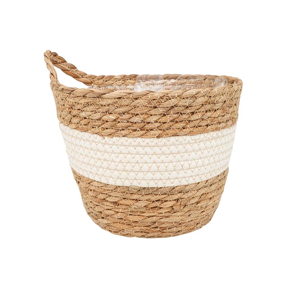 Кашпо плетеное Lishan-08 M Танзания с ручкой Д215 Ш215 В188 белый
