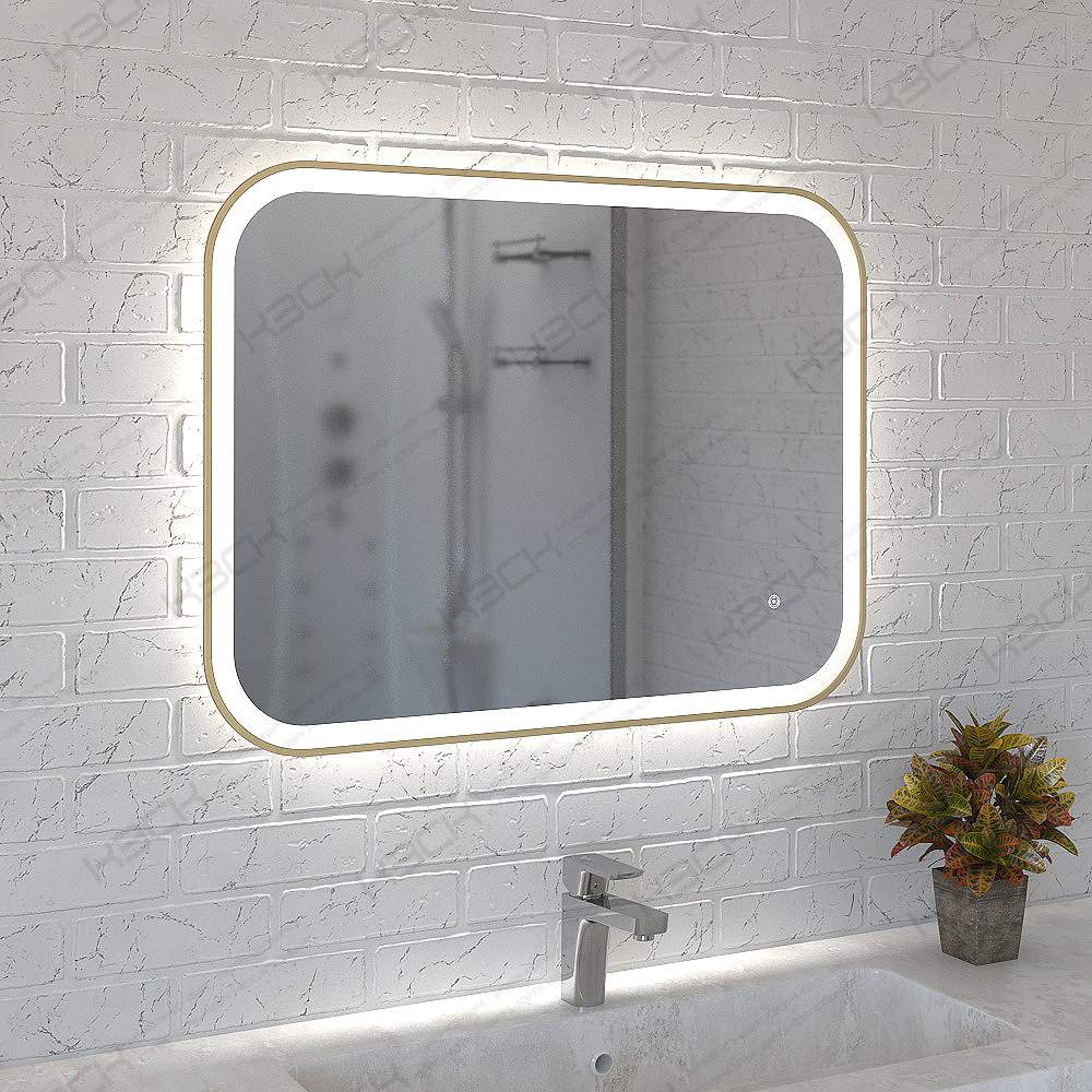 Зеркало 379ску 70х100 см на белом алюм. профиле 2114 с рассеив.с окантов.светлое зололто 3790608ску