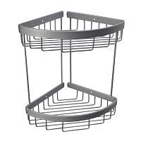 *Полочка САНАКС  углов. овальная двойная 20см /алюмин. мат./ 75064