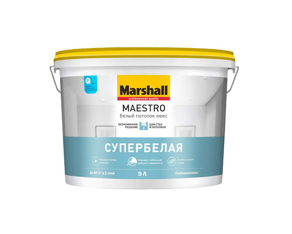 Краска Marshall / Masterline Maestro белый потолок люкс 9л  5248811