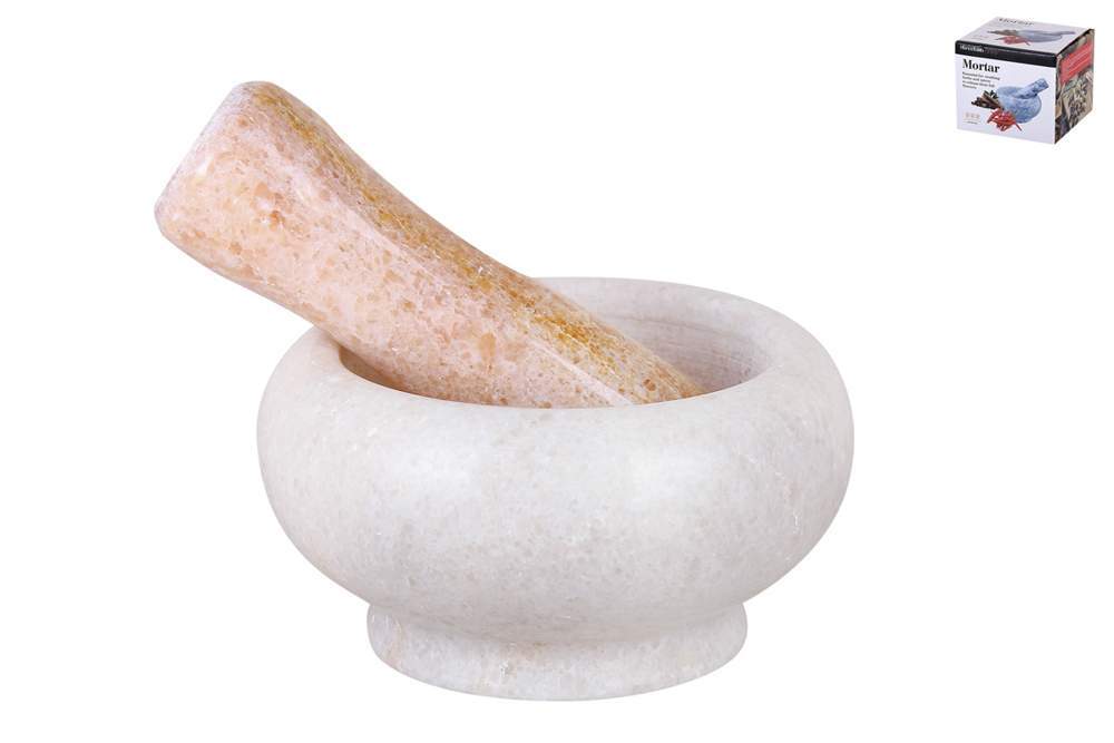 КОРАЛЛ Ступка 172558/5037 с пестиком мрамор коричневая/беж 9.5*9*8см 