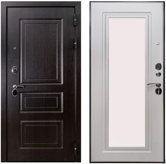 Дверь мет. MONE Венге/бел шелк 860*2050 L с зеркалом 