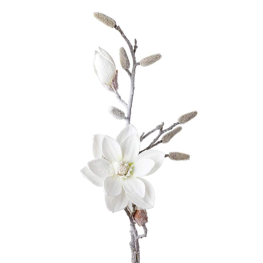 DECOLINE Цветок Магнолия 17060041-WH06002 заснеженная 86см белый 