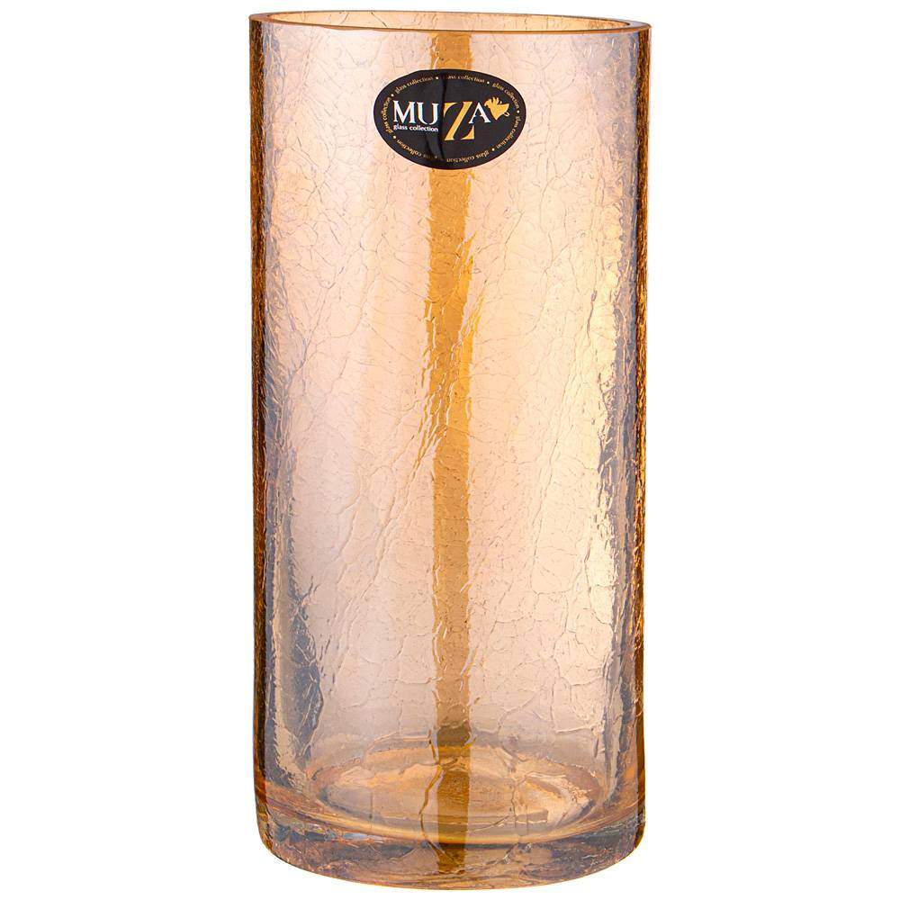 MUZA Ваза 380-630-1 Cracle Amber d12см h25см цилиндр