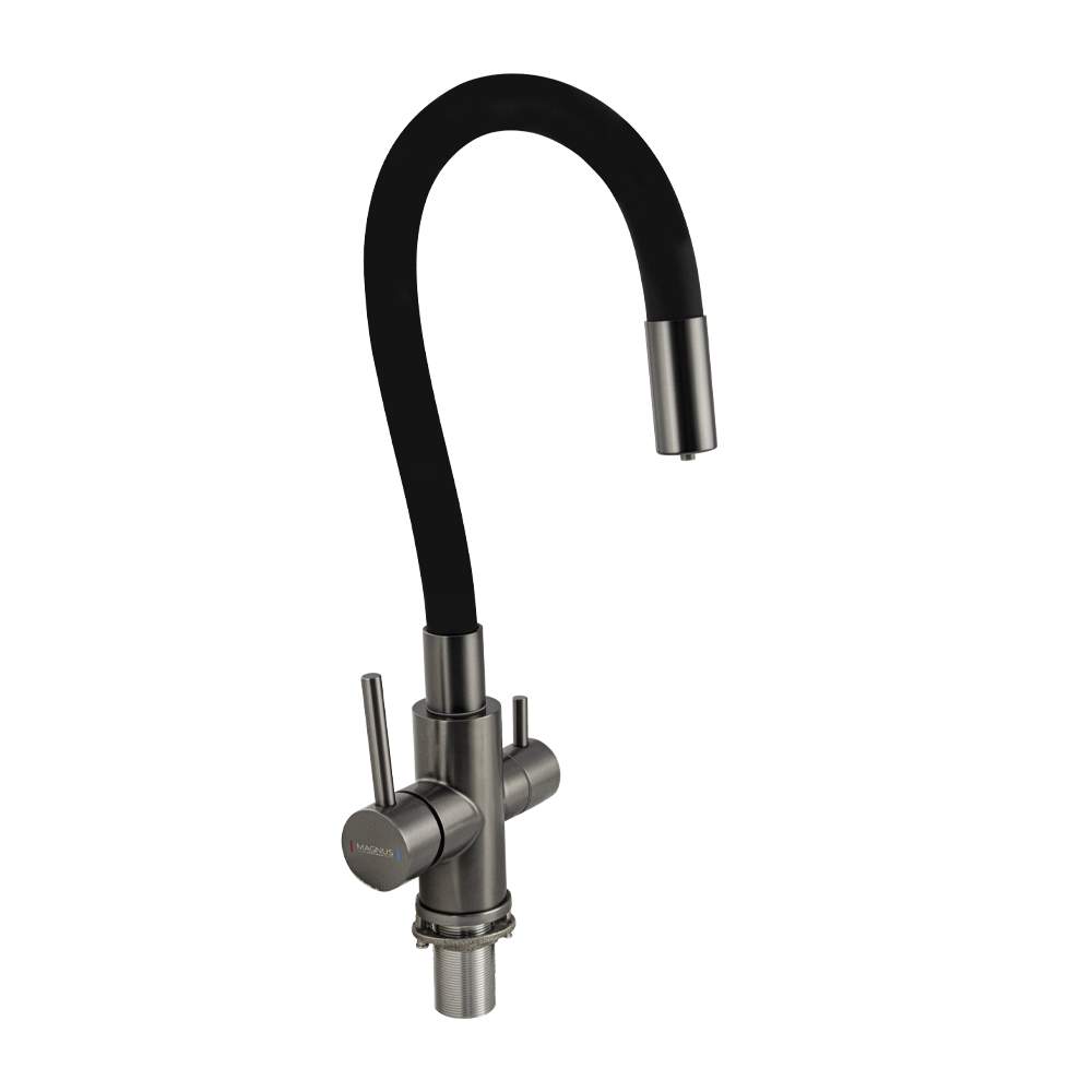 Смеситель Magnus  91130  кухонный Черный с-обр. гибкий излив из нерж.304 Графит