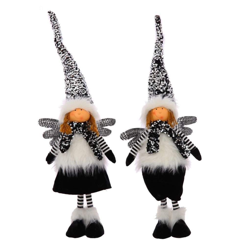 REMECO COLLECTION Игрушка набивная 752166 Ангел Мальчик/Девочка черный/серебро 24х10х75см 2 вида