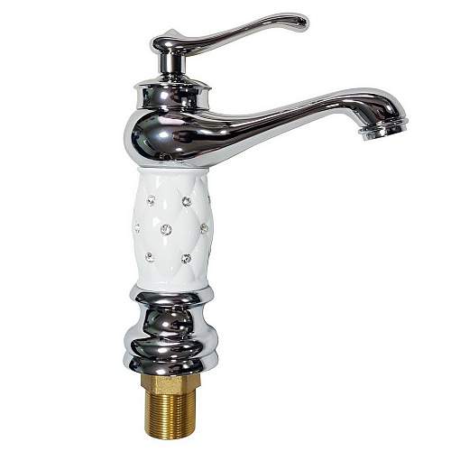 Смеситель BRIMIX  115  на раков. шар. белый-хром со стразами 