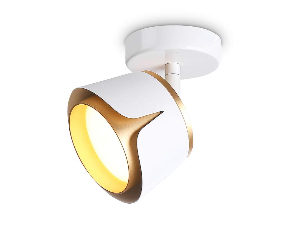 TN71224 Спот накладной повор.со сменной лампой WH/GD Белый/золото GX53 100*147