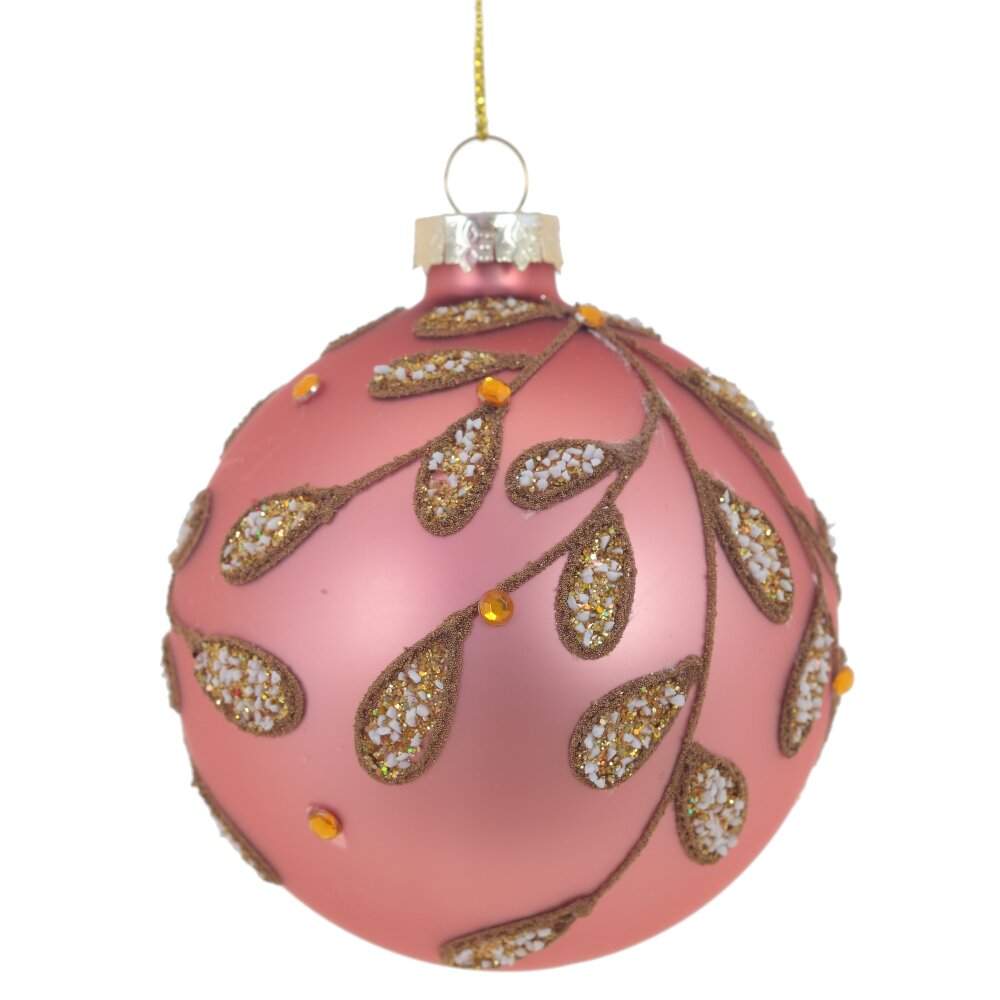 REMECO COLLECTION Игрушка елочная Шар 791319 Веточка розовый/золото стекло 8см