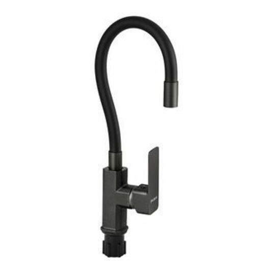 Смеситель FABIA  9657  д/кухни  шаров. с гиб.черным изл. Графит