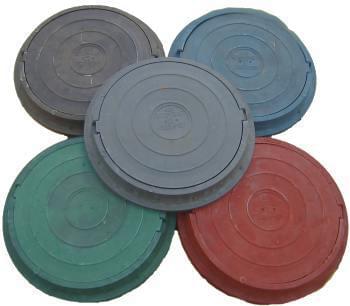 Люк полимерно-песчаный круглый дачный зеленый / до 1,5 т / Ø-750 h-60 / 15 в пачке