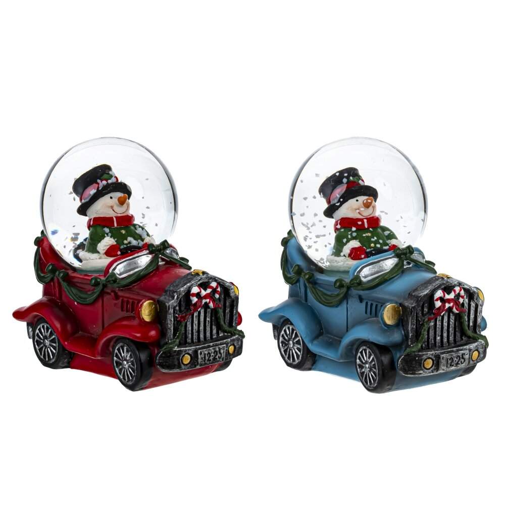 REMECO COLLECTION Фигурка 812393 Шар водяной Снеговик на машине 8х4,5х7см 2 вида