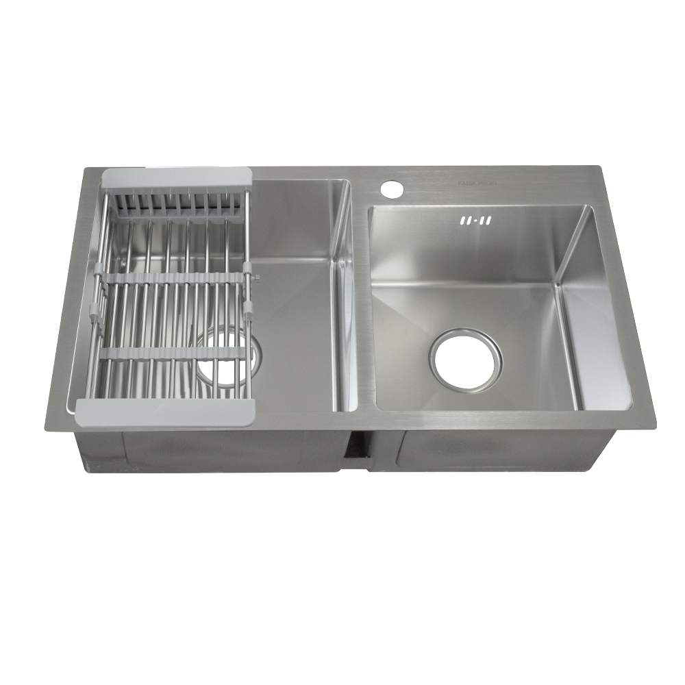 Мойка FABIA  PROFI врезная 78х43cм Двойная 3,0х0,8мм+сифон+корзина 78433