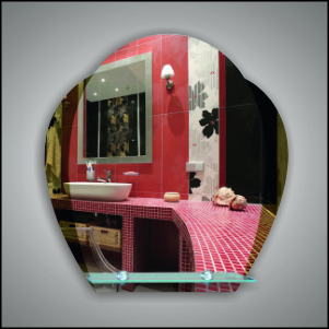 Зеркало  48х48см  46240а  + полка 40см, бронз.вставки, тонир.стекло 