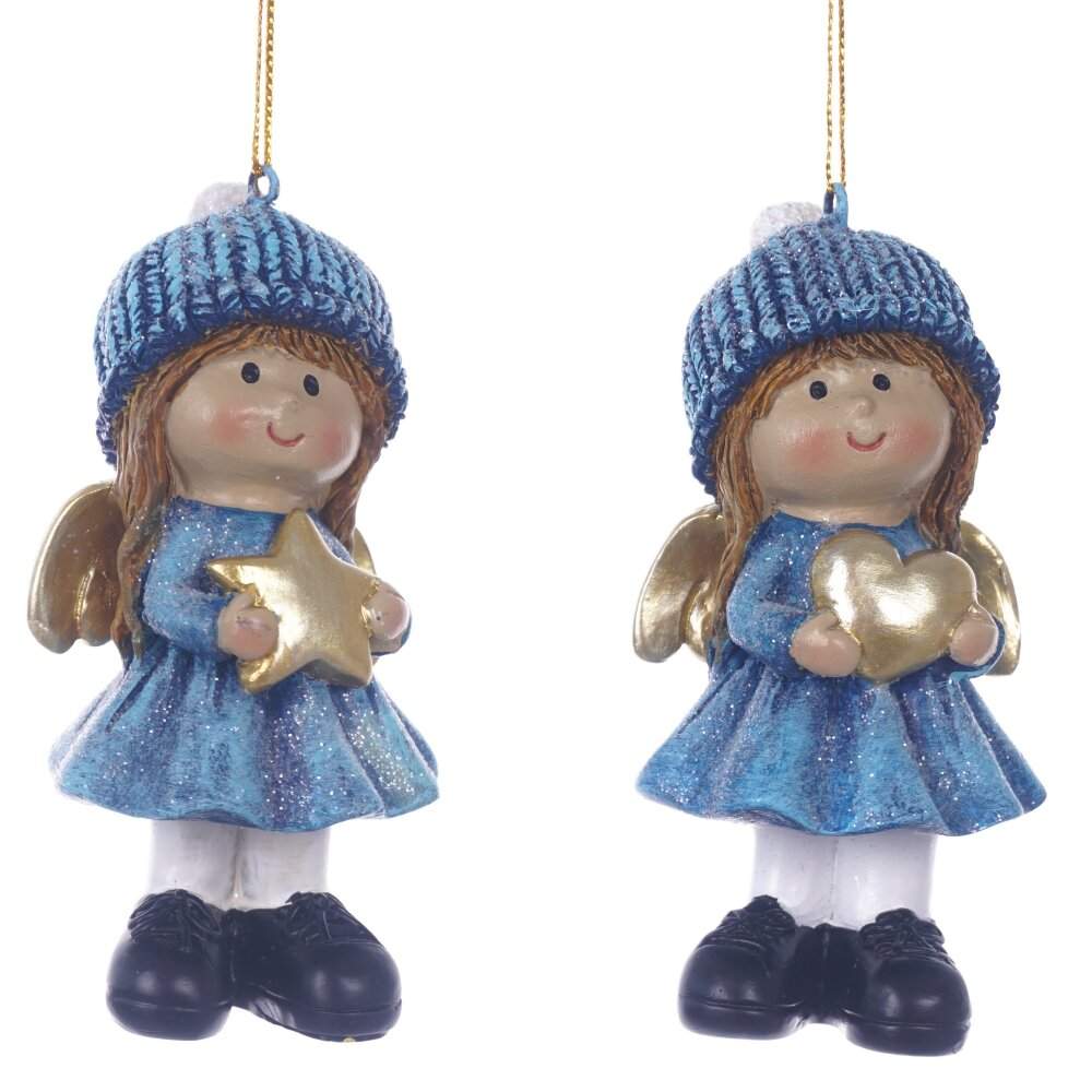 REMECO COLLECTION Украшение 825117 подвесное Ангел синий 4,5х3,5х10см 2 вида (полимер) 