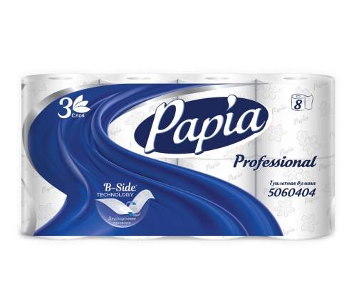 Бумага туалетная  PAPIA Professional 3сл 8рул 16,8м
