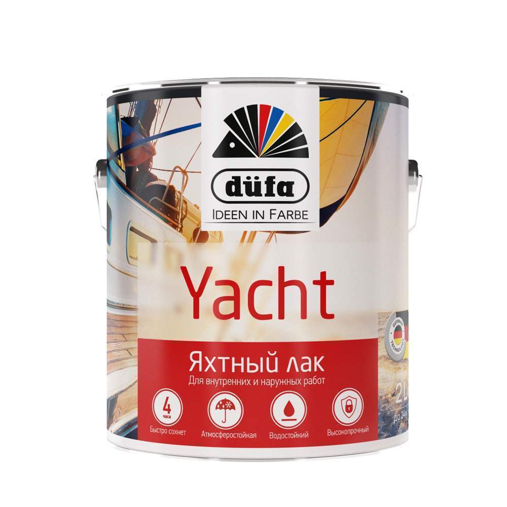 Лак яхтный алкидно-полиуритановый <b>Dufa</b> Retail Yacht полуматовый  2л