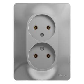 Розетка SE Glossa  Алюмин. 2-м  СП 16А IP20 б/з в сборе GSL000320