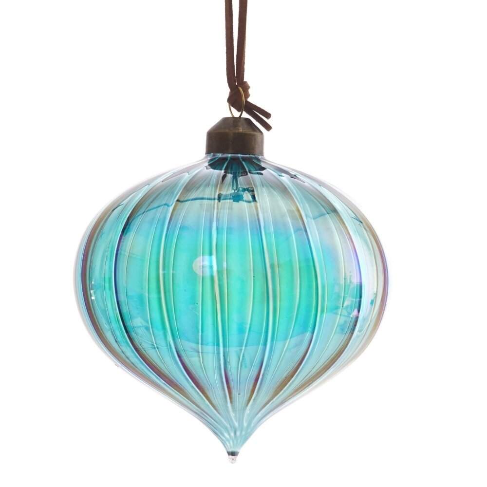 REMECO COLLECTION Игрушка елочная Луковица 811831 бирюзовый ("бензиновый" эффект) стекло 10см