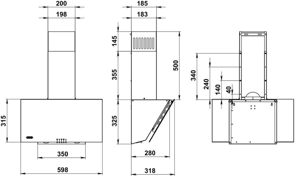 Kanzler полновстраиваемая вытяжка D 539 S  750м3/ч D 120мм