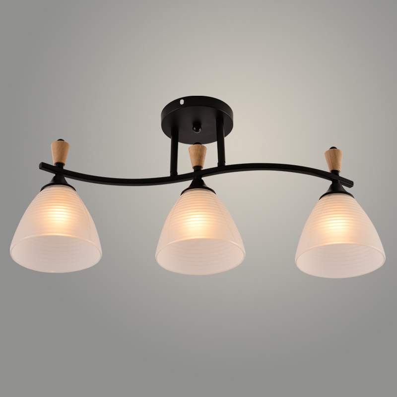 Люстра XA1589В/3 BK+Wood черный/дерево 3х60W E27 d580 h260 , HN24