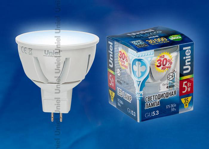 Лампа Uniel Palazzo LED-JCDR-5W/NW/GU5.3/FR ALP01WH  07911
