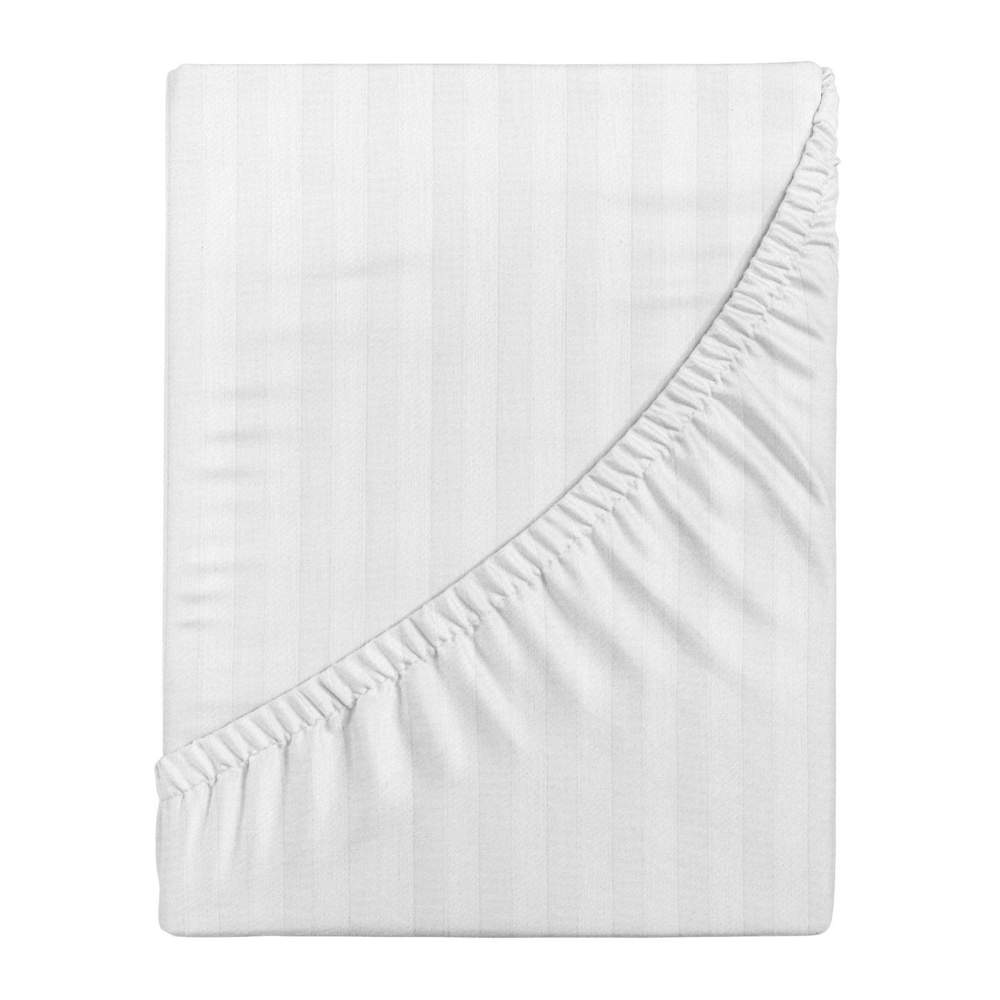MARIA DE LUXE Stripe полоса 1*1 Простыня на резинке 160х200х28см белая 135гр МДЛсс-ПР-Р-160