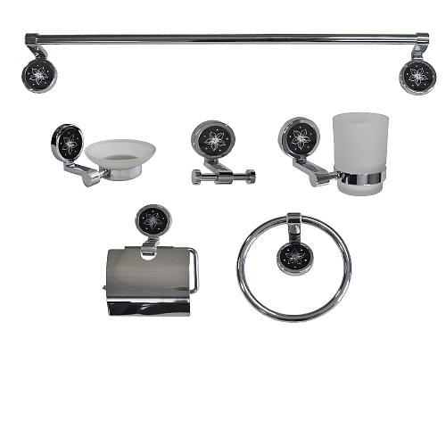 *Набор в ванную 6 пред.  RUSSIA-MOSCOW /черный-декор/ 2440