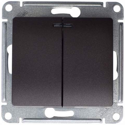 Выключатель SE Glossa  Графит 2-кл сх.5а 10А IP20 10AX с подсветк. SE GSL001353  