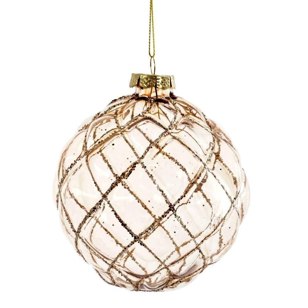 REMECO COLLECTION Игрушка елочная Шар 809519 Сеточка золото/прозрачный стекло 10см