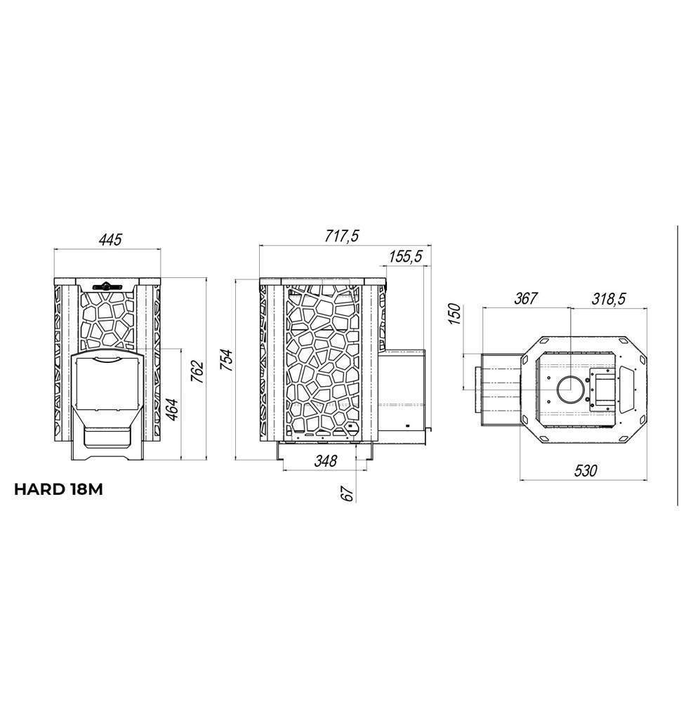 Печь банная Сталь-Мастер HARD 18М Панорама (3К AISI 430 2мм), (6мм, 09Г2С)