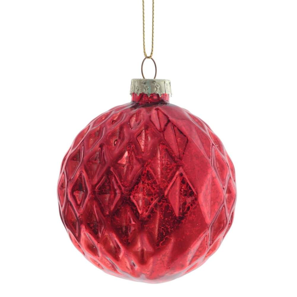 REMECO COLLECTION Игрушка елочная Шар 809754 Сеточка красный стекло 7см