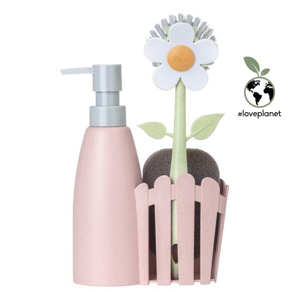 VIGAR Дозатор для моющих средств Florganic +щетка и губка д/посуды 11098  