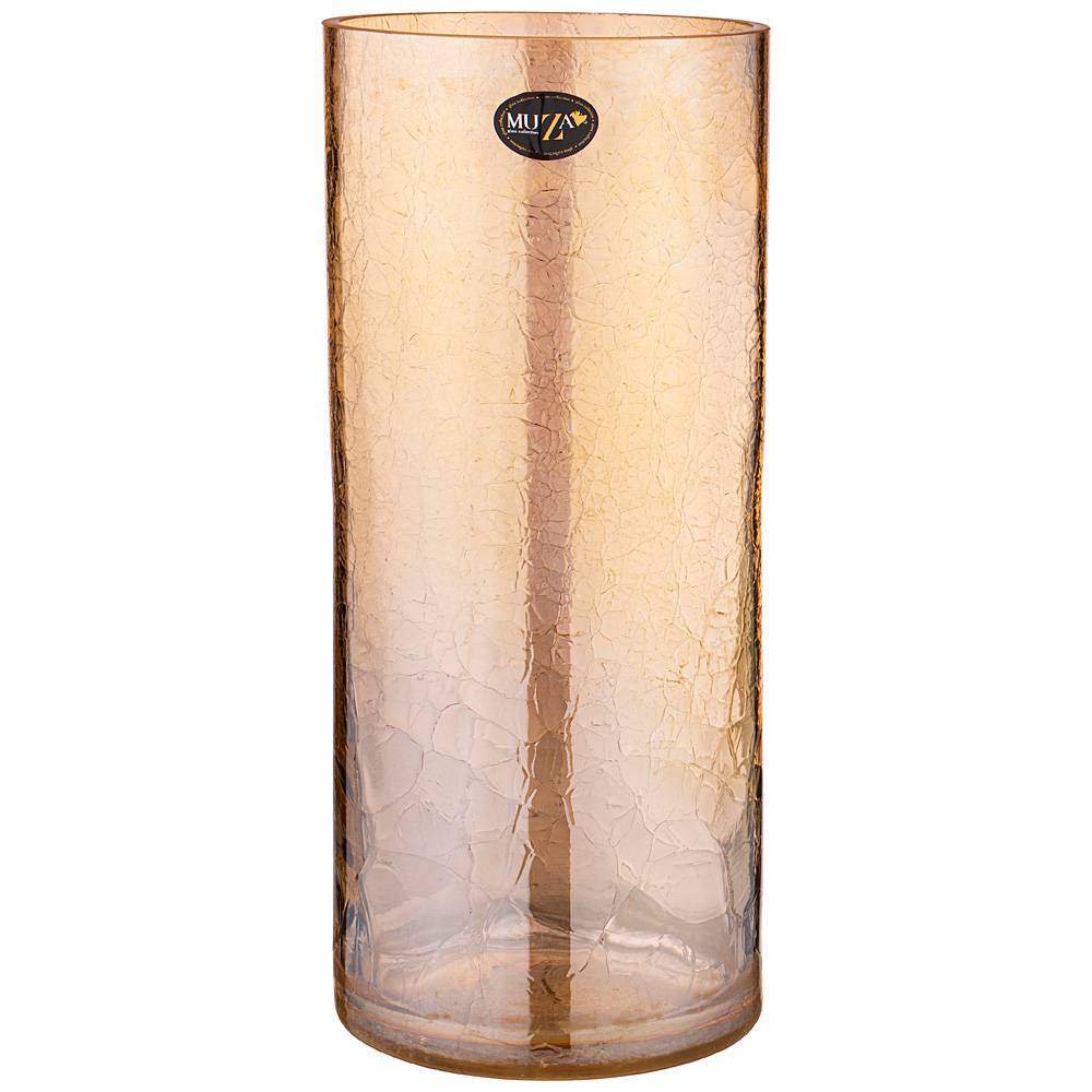 MUZA Ваза 380-631-1 Cracle Amber d14,6см h35см цилиндр