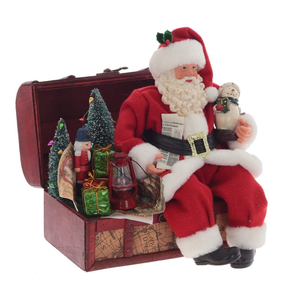 REMECO COLLECTION Дед Мороз 807277 на сундуке с подарками 21х24х22см