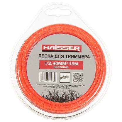 Леска Haisser  2,4*15м  д/триммера, витой квадрат  HS200043
