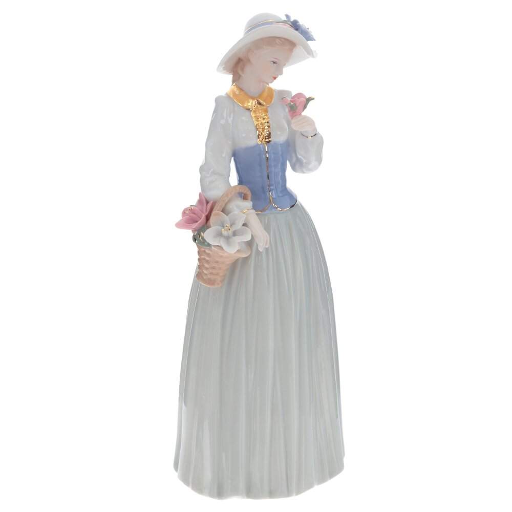 REMECO COLLECTION Статуэтка 795222 Девушка в шляпе с корзинкой цветов фарфор 13х10х31,5см