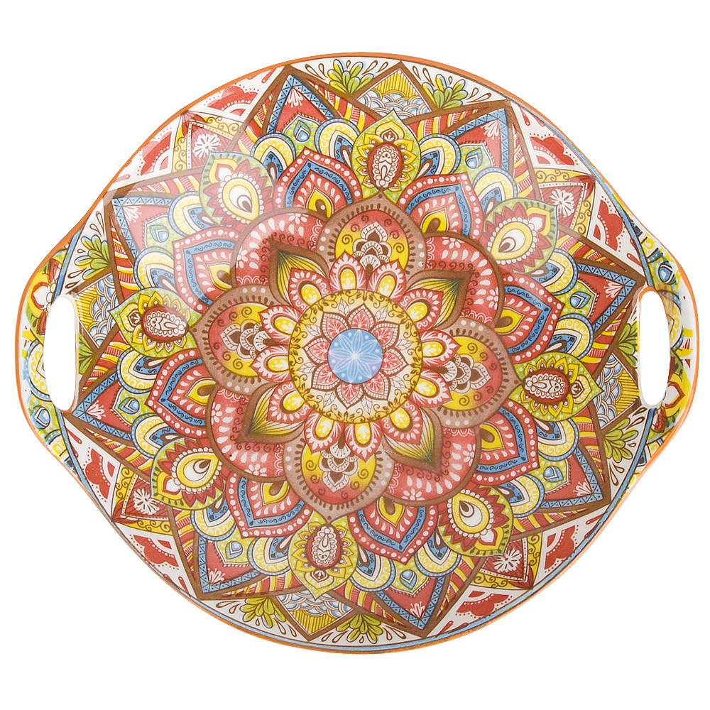 NOUVELLE HOME Arabesque оранжевый Блюдо 0860092 с ручками 22,5х20,5х4,5см